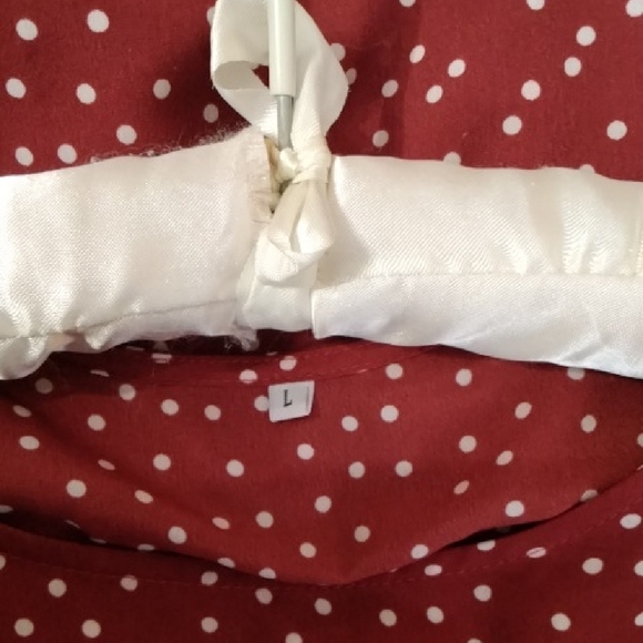 Red Dot Tie-Waist Long Sleeve Dress - Picture 2 of 3